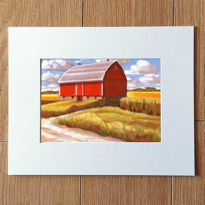 Side Road Red Barn - Original Painting on Paper