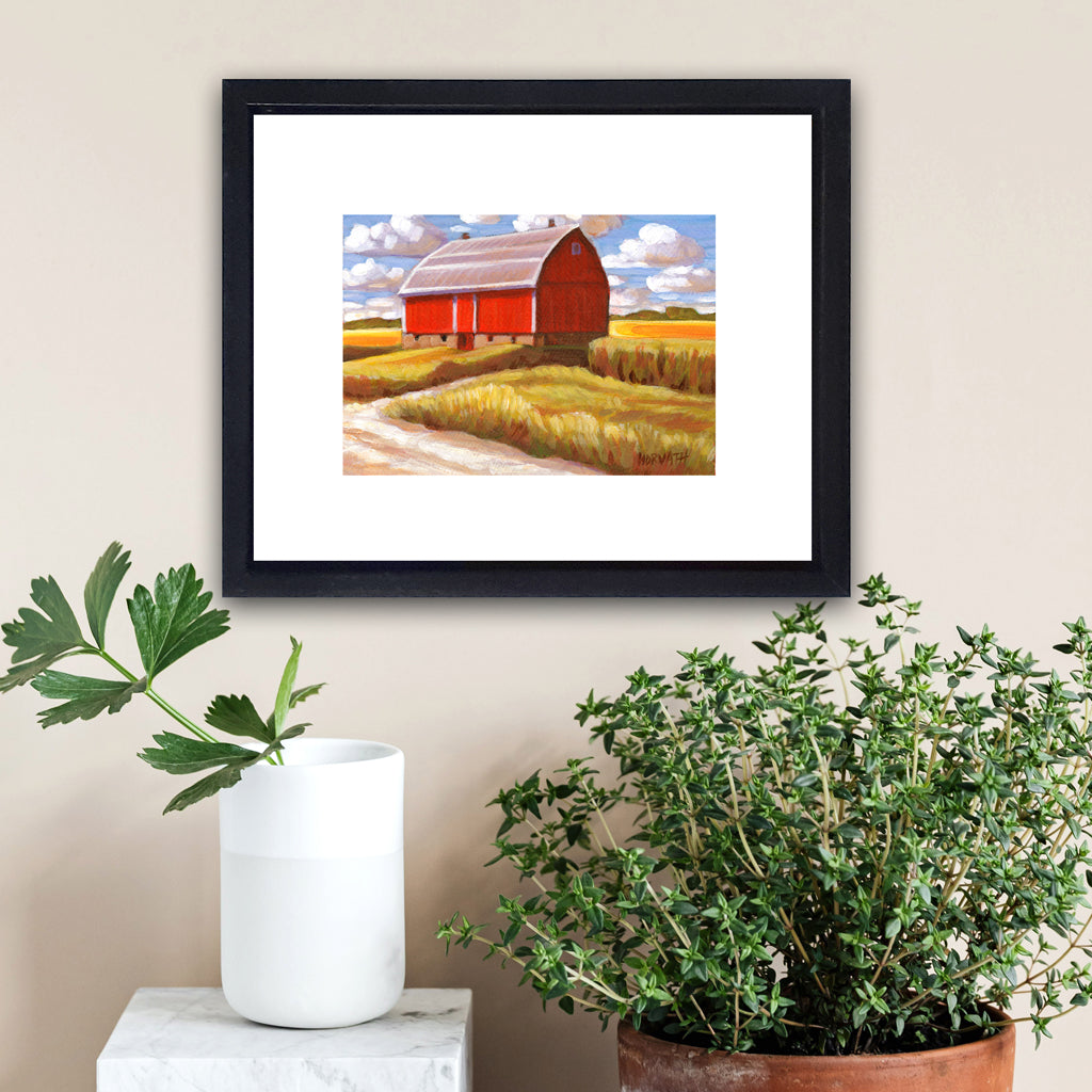 Side Road Red Barn - Original Painting on Paper