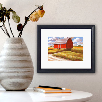 Side Road Red Barn - Original Painting on Paper