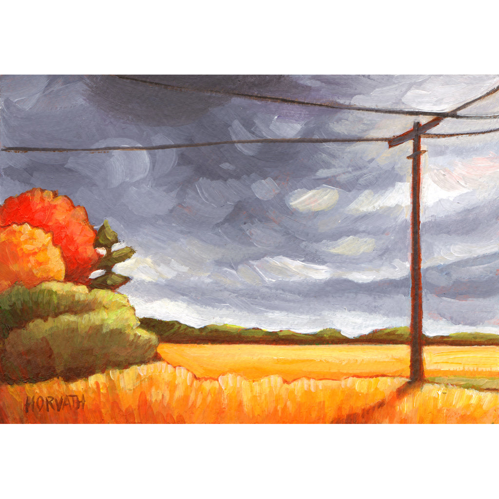 Stormy Landscape Drive - Original Painting on Paper