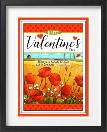 Valentines printable wall art  with red poppies and quote by Cathy Horvath Buchanan
