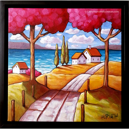 beach road landscape original painting by artist Cathy Horvath Buchanan