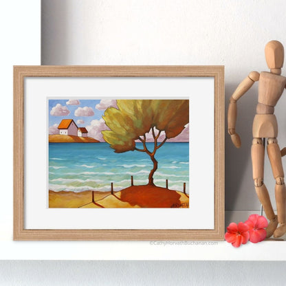 5x7 Set of 4 Coastal Beach Scenes Art Prints, Summer Seascape Collection