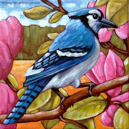 Blue Jay Magnolia - Original Painting by artist Cathy Horvath Buchanan