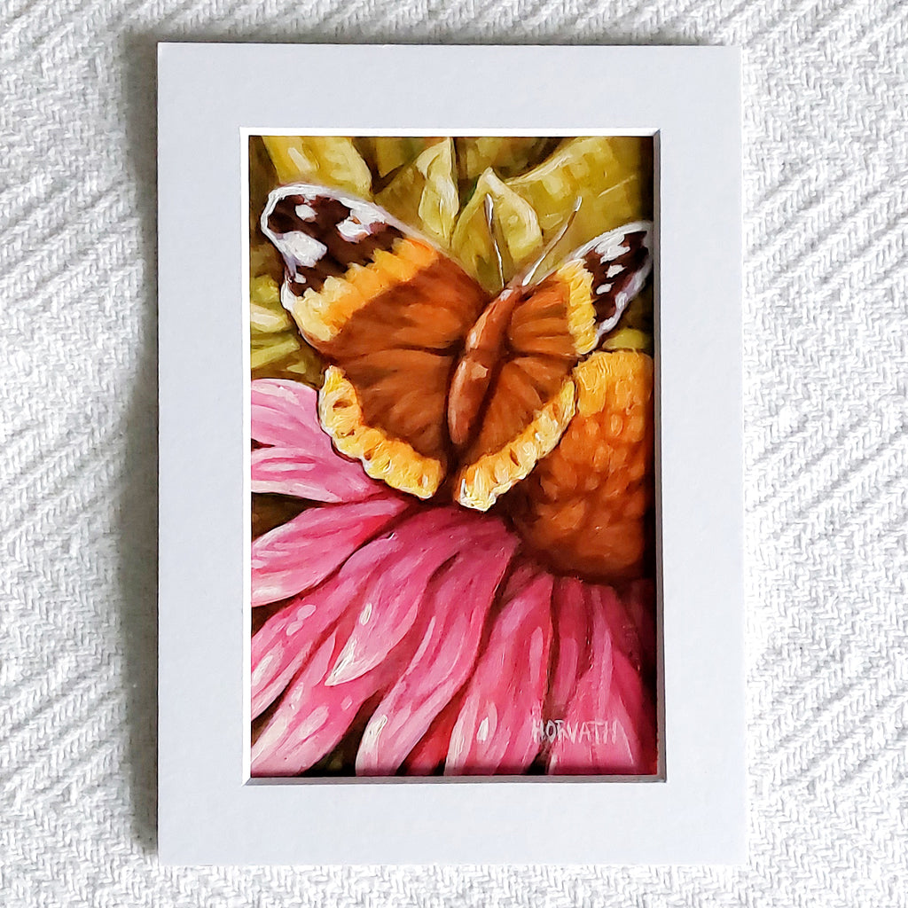 絵画 butterfly Butterfly Garden Peach Sky (6x8) Original Mixed Media Painting