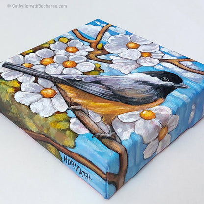 Chickadee Tree Blossoms - Original Painting by artist Cathy Horvath Buchanan