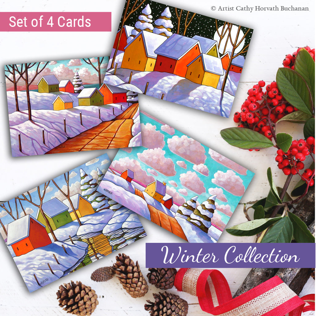 Winter Scenes - Art Cards (Set of 4) by artist Cathy Horvath Buchanan