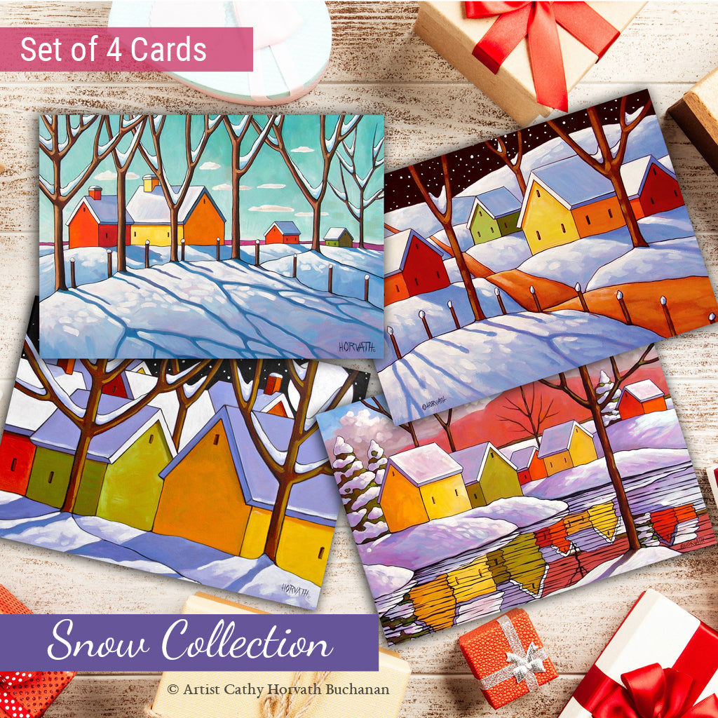 snow collection art cards by artist Cathy Horvath Buchanan
