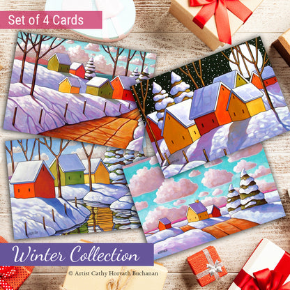 Winter Scenes - Art Cards (Set of 4) by artist Cathy Horvath Buchanan