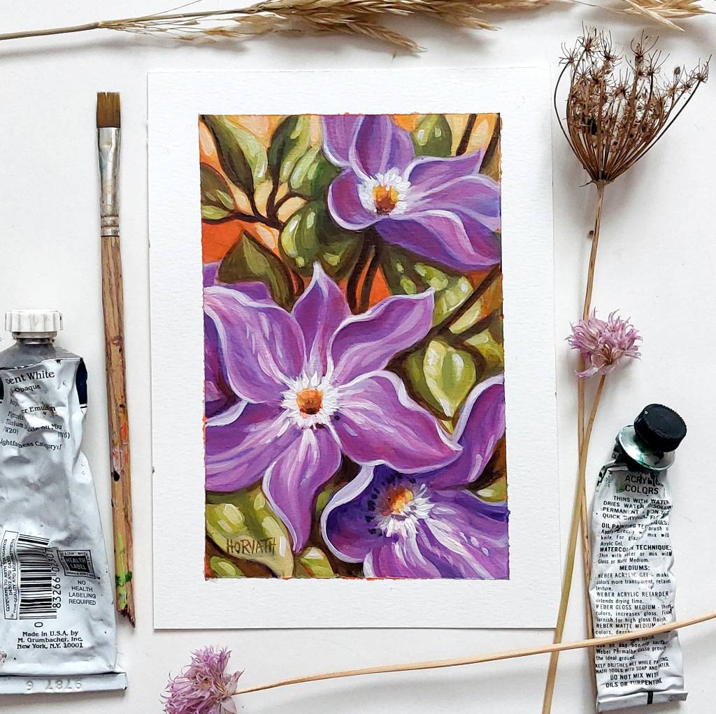 DAY 11 - Clematis Original Painting a Day