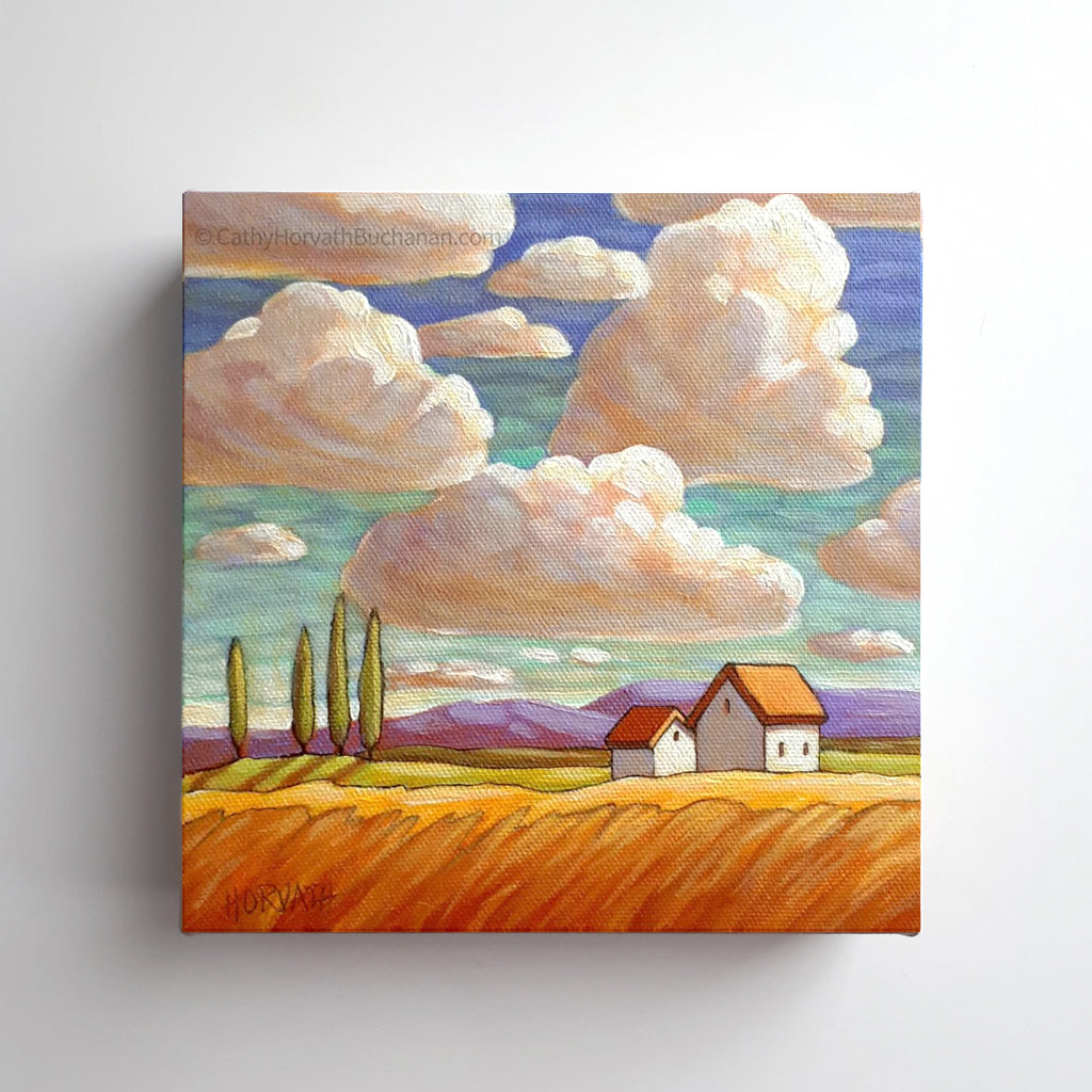 Clouds Colors Above Fields - Original Painting by Cathy Horvath Buchanan