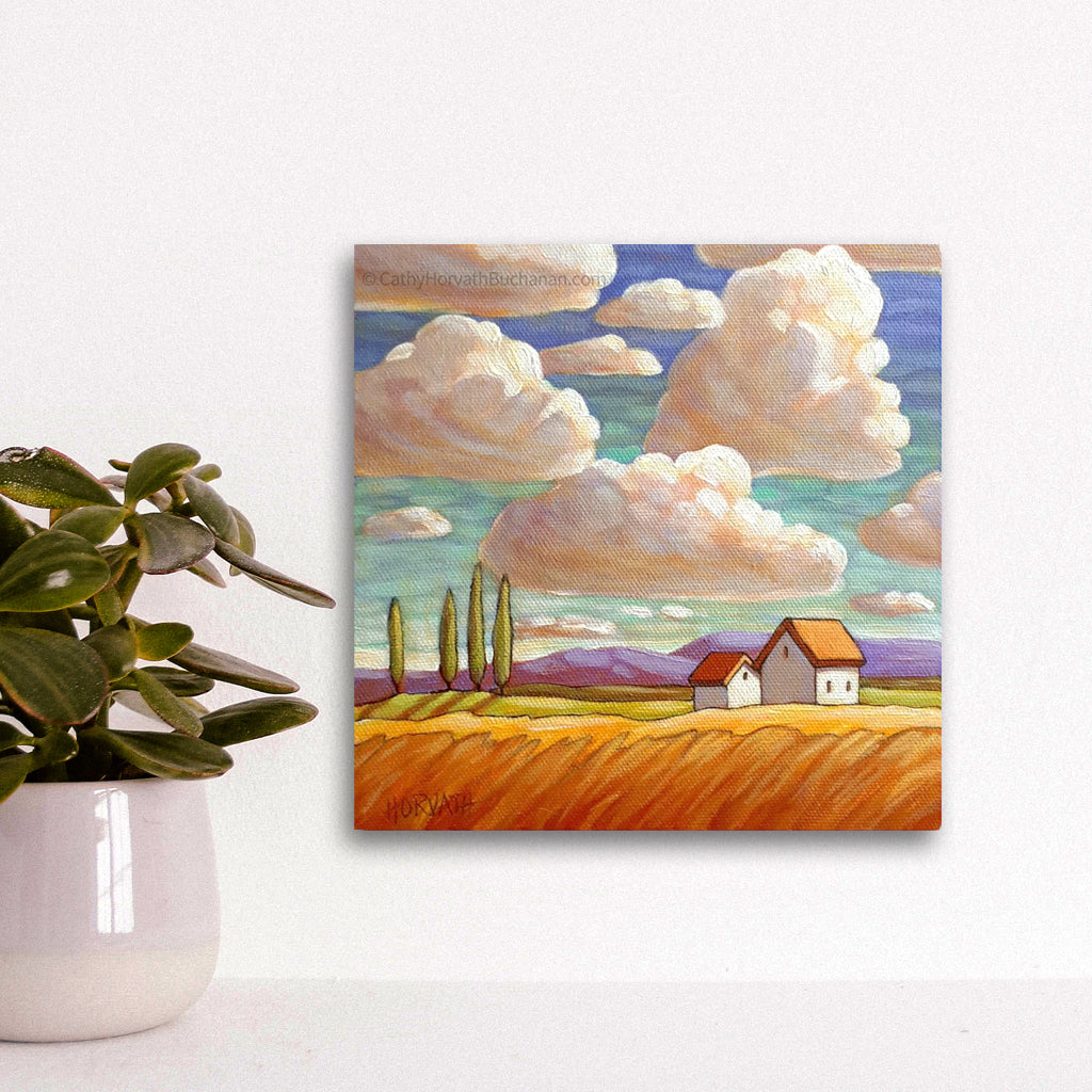 Clouds Colors Above Fields - Original Painting by Cathy Horvath Buchanan