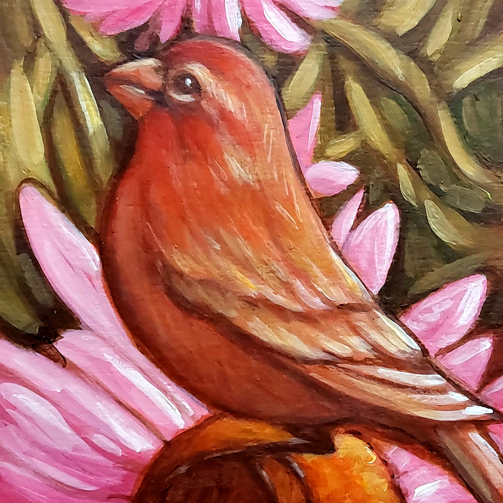 DAY 24 - Coneflower Finch Original Painting a Day