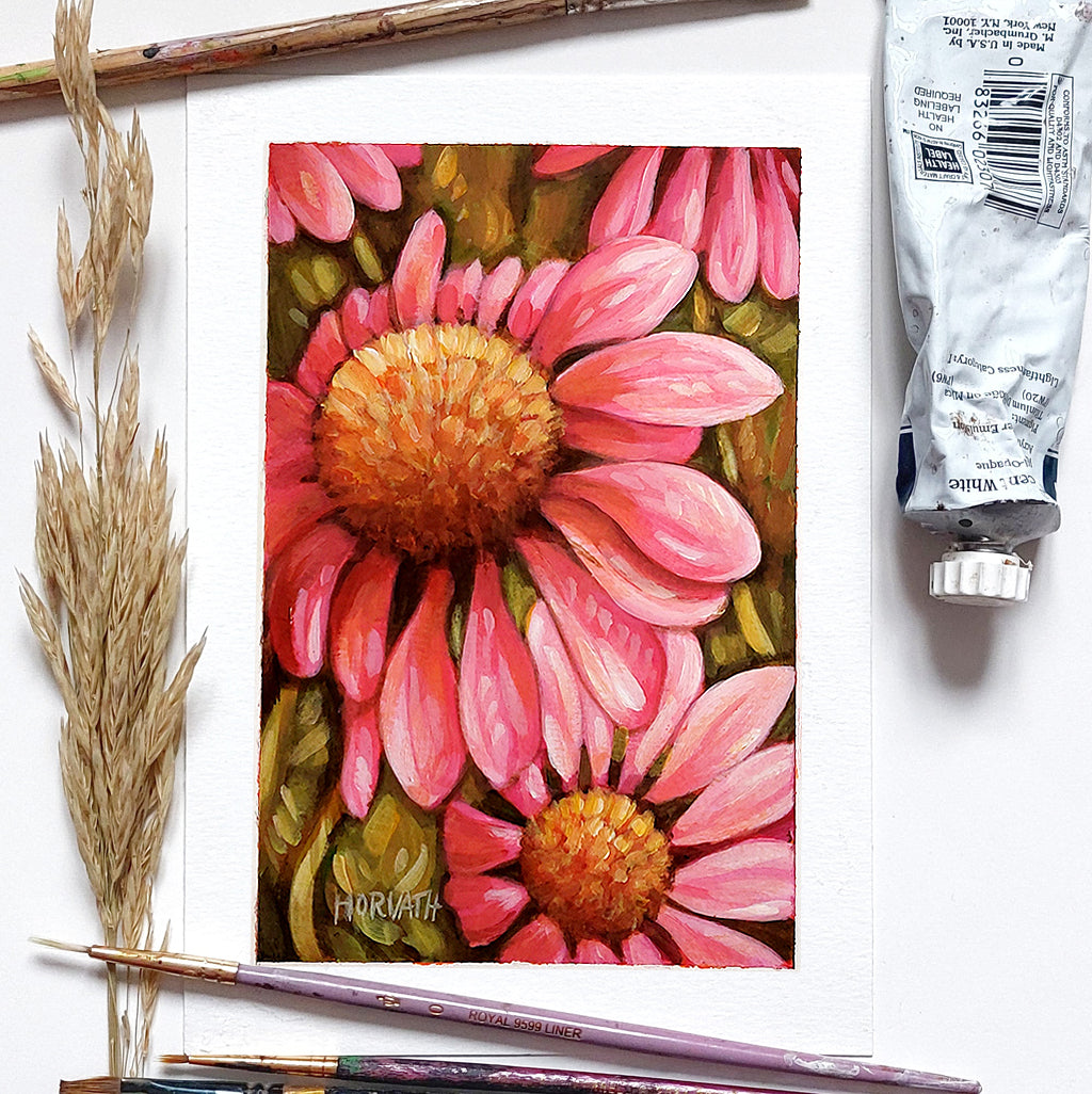 DAY 5 - Cone Flowers Original Painting a Day