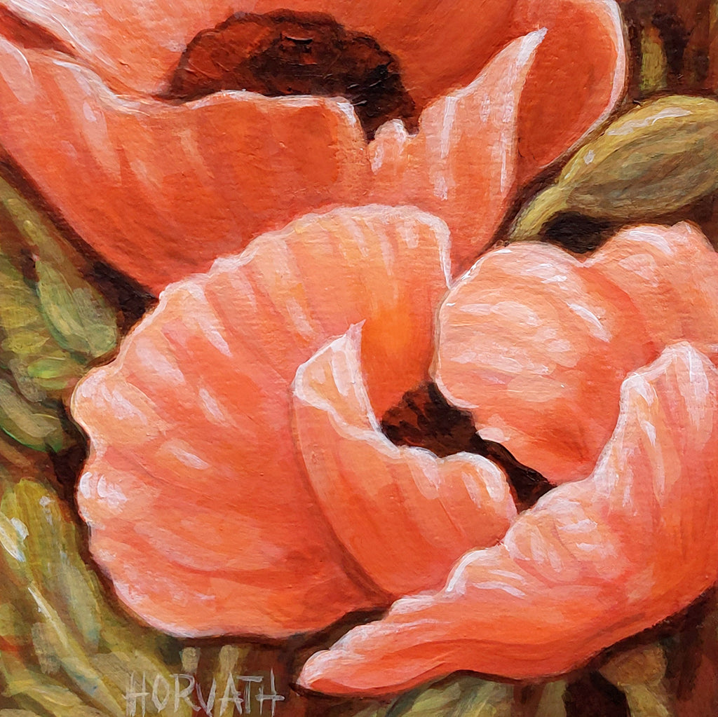 DAY 12 - Coral Poppies Original Painting a Day
