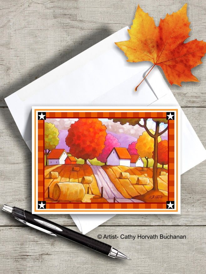 Country Hay Rolls Printable Card kit, PDF Instant Download by Cathy Horvath Buchanan
