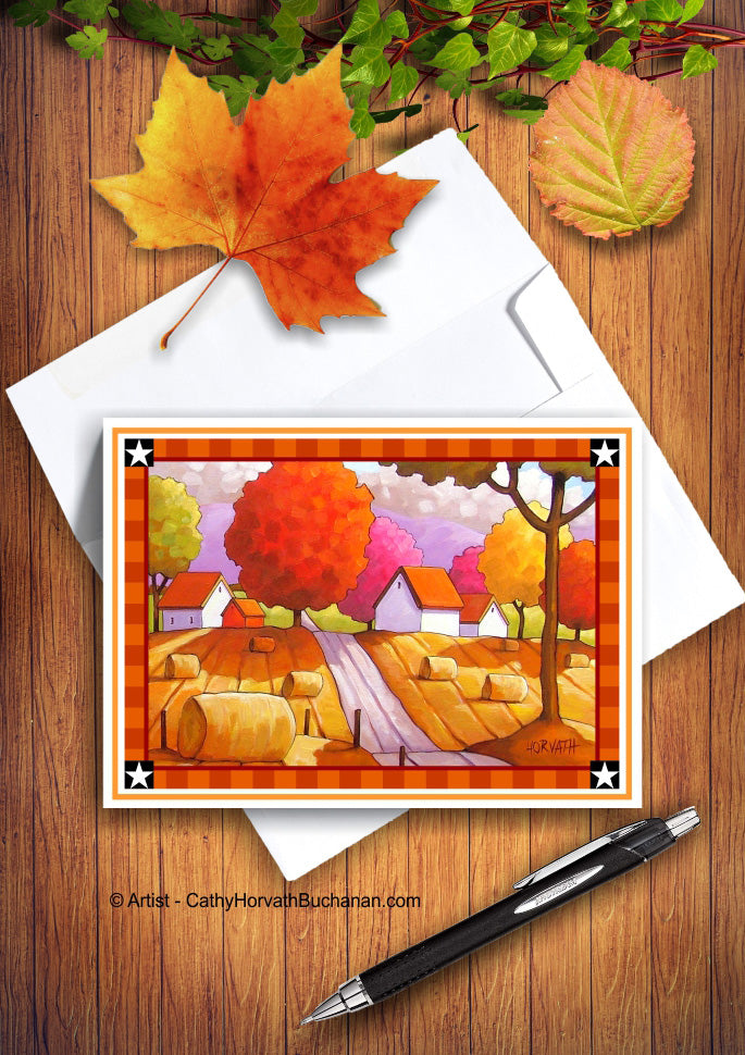 Country Hay Rolls Printable Card kit, PDF Instant Download by Cathy Horvath Buchanan