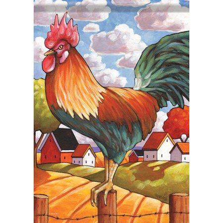 Country Rooster Garden Flag, Outdoor UV Resistant, Double-Sided by Cathy Horvath Buchanan