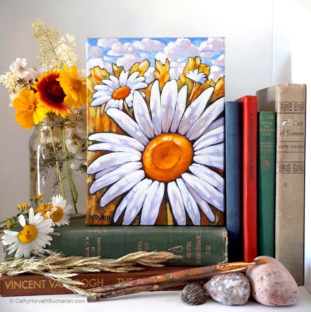 Daisyscape - Original Painting by cathy horvath buchanan