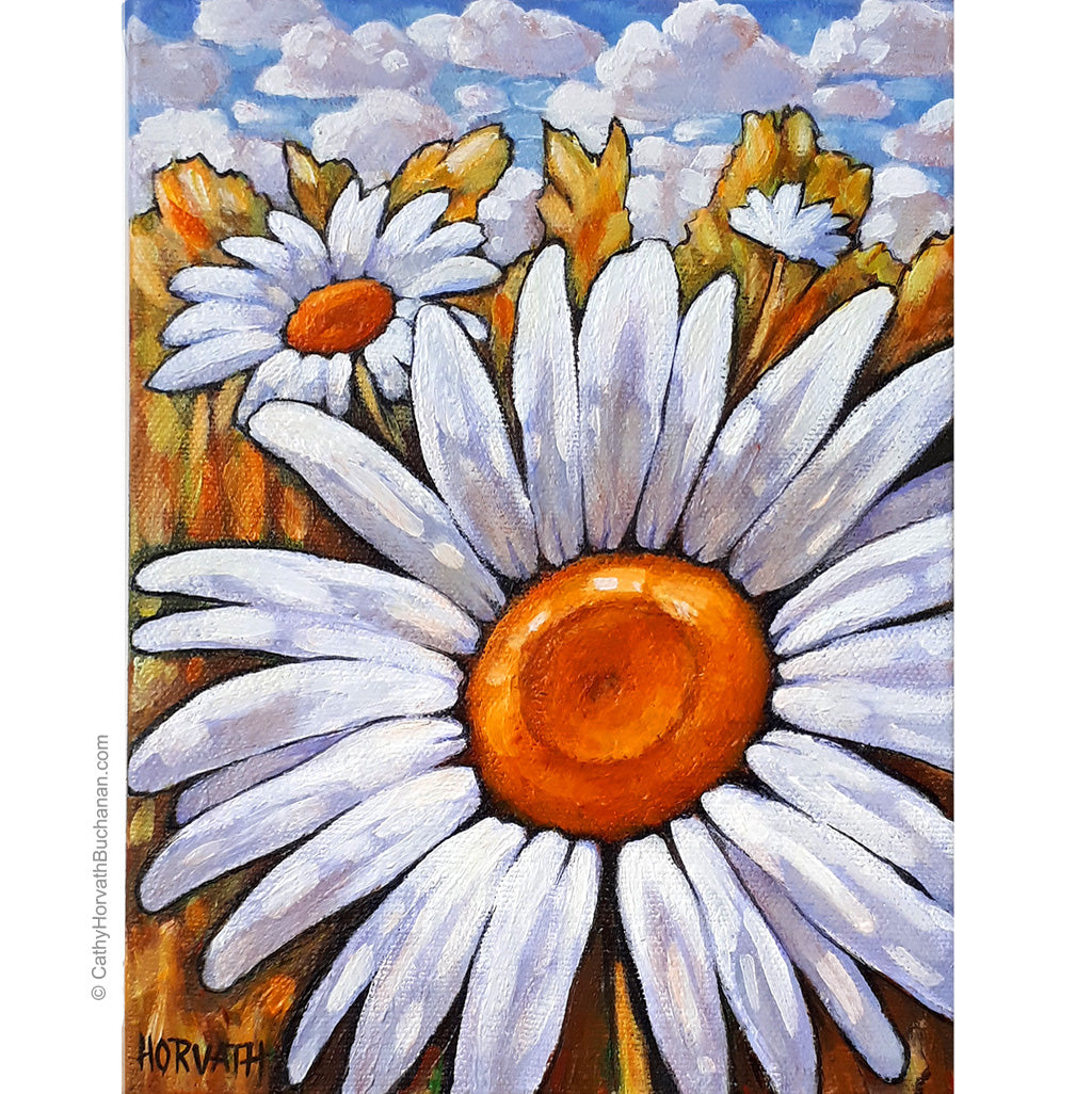 Daisyscape - Original Painting by cathy horvath buchanan