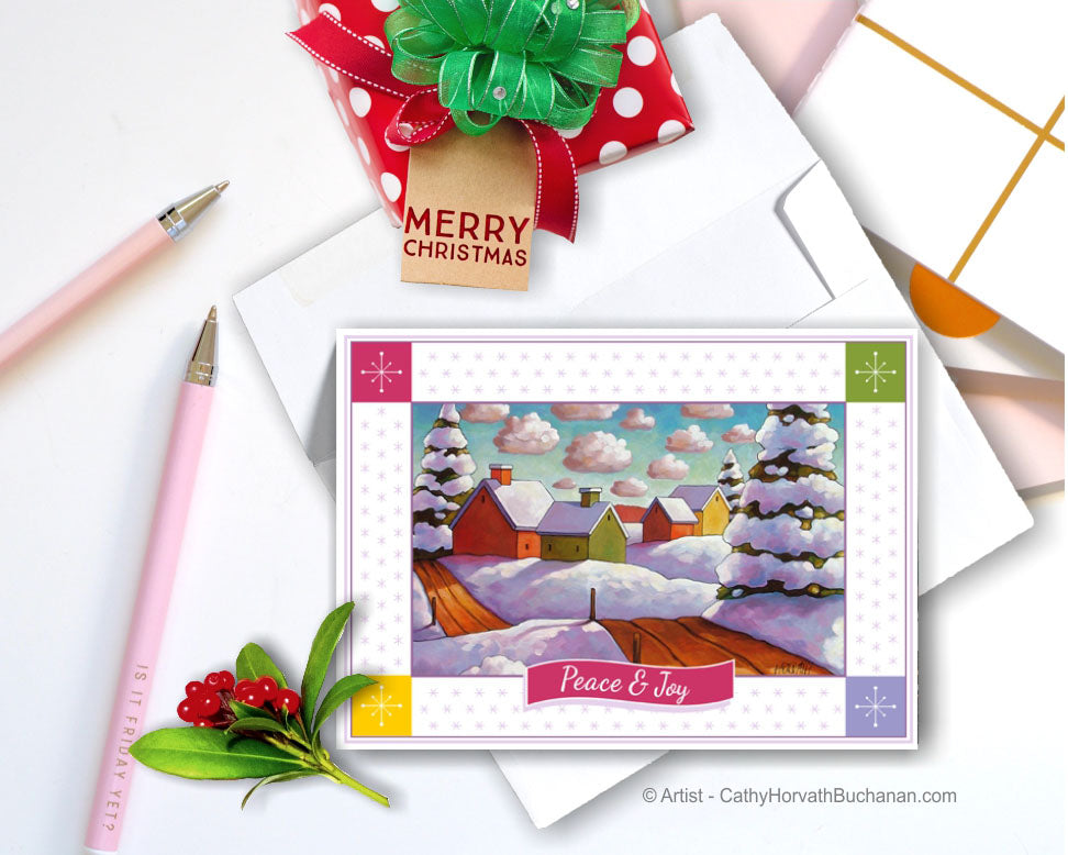 Christmas Printable Cards Set of 4 Kit, PDF Instant Download by Cathy Horvath Buchanan