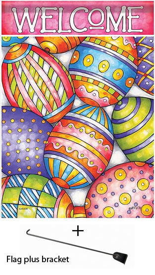 Painted Eggs Easter Garden Flag, Outdoor UV Resistant, Double-Sided by cathy horvath buchanan