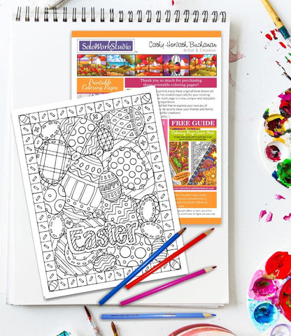 Easter Eggs Stitches Coloring Page, PDF Download Printable