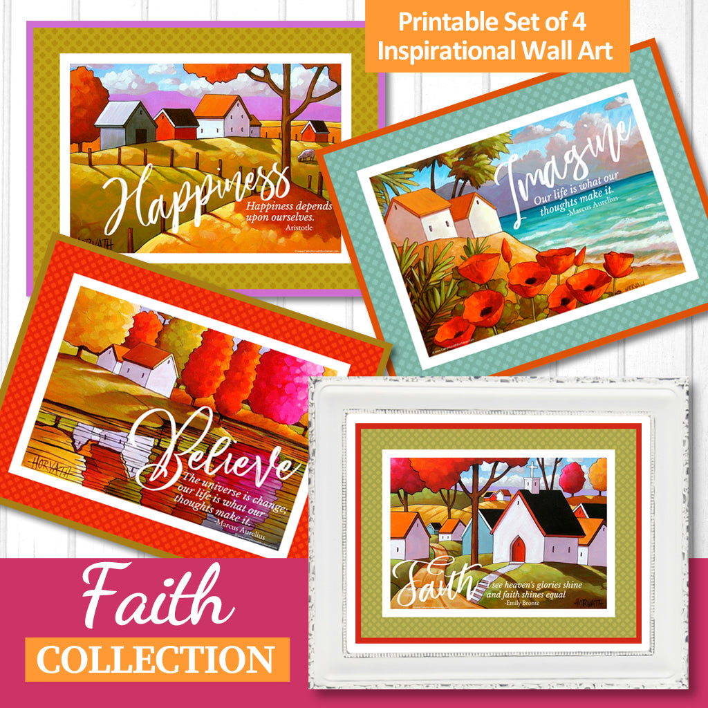 Faith Set of 4 Collection Inspirational Quote Wall Art Printable Download by Cathy Horvath Buchanan