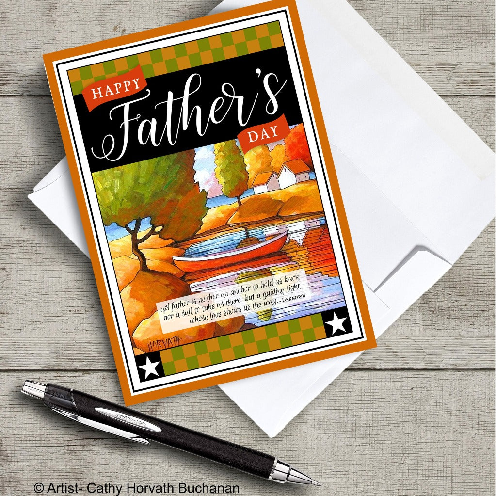 Fathers Day Red Canoe - Printable Card Kit