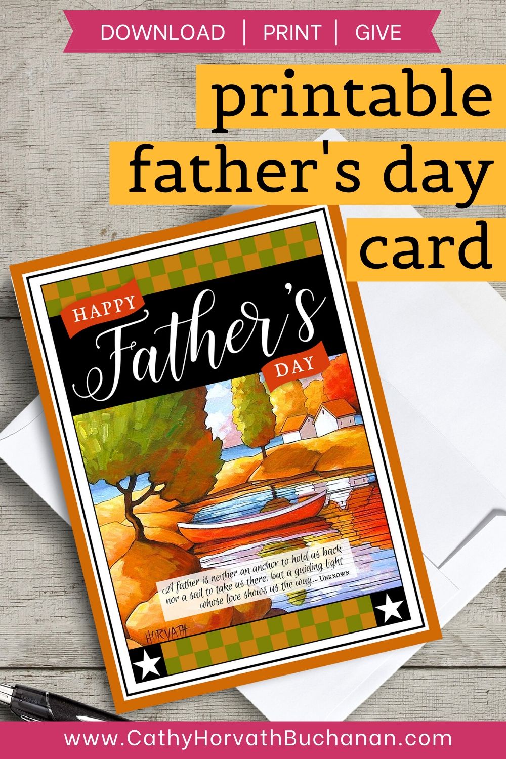 Fathers Day Canoe Printable Card Kit, PDF + JPG Instant Download