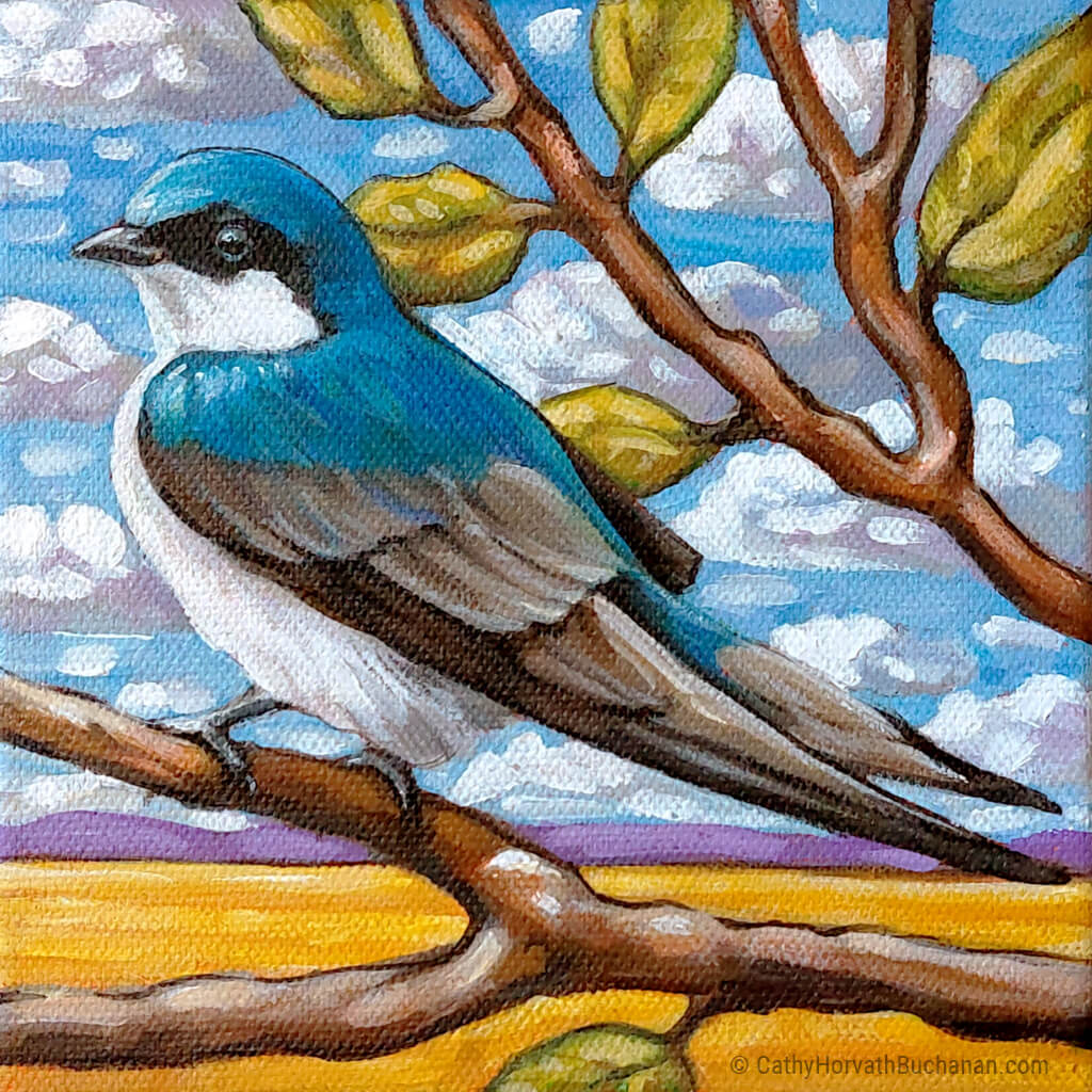 Tree Swallow Field - Original Painting by artist Cathy Horvath Buchanan