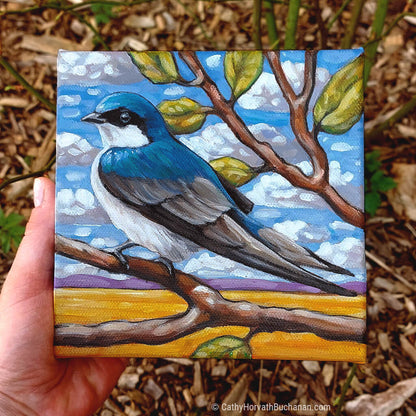 Tree Swallow Field - Original Painting by artist Cathy Horvath Buchanan outside