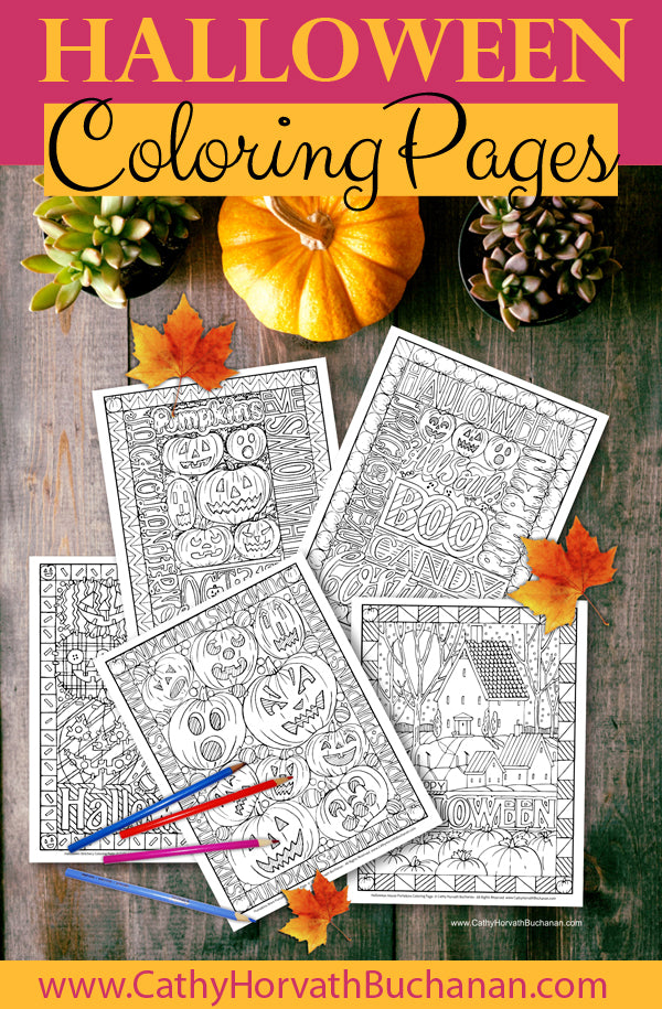 5 halloween coloring page drawings by cathy horvath buchanan