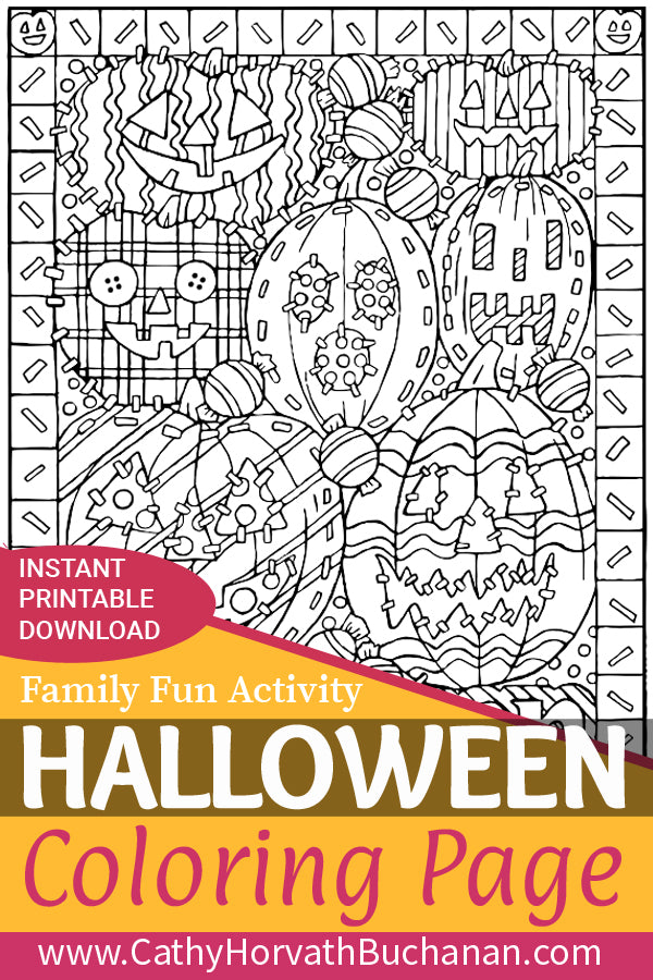 halloween coloring page by cathy horvath buchanan