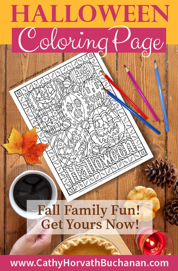 halloween coloring page by cathy horvath buchanan