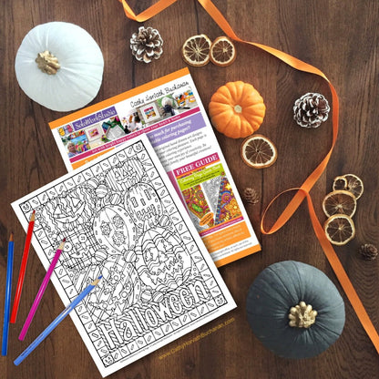 Halloween Pumpkins Stitches Coloring Page, PDF Download Printable