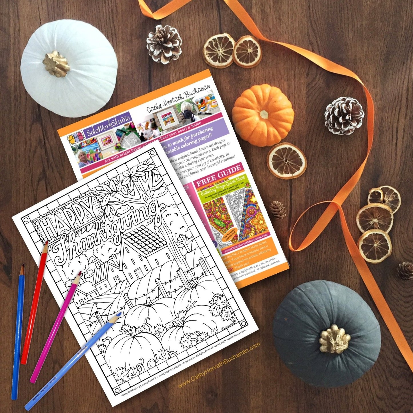thanksgiving coloring page by artist Cathy Horvath Buchanan