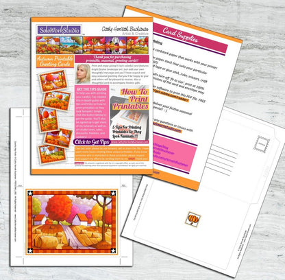 pages from downloadable fall greeting art card kit