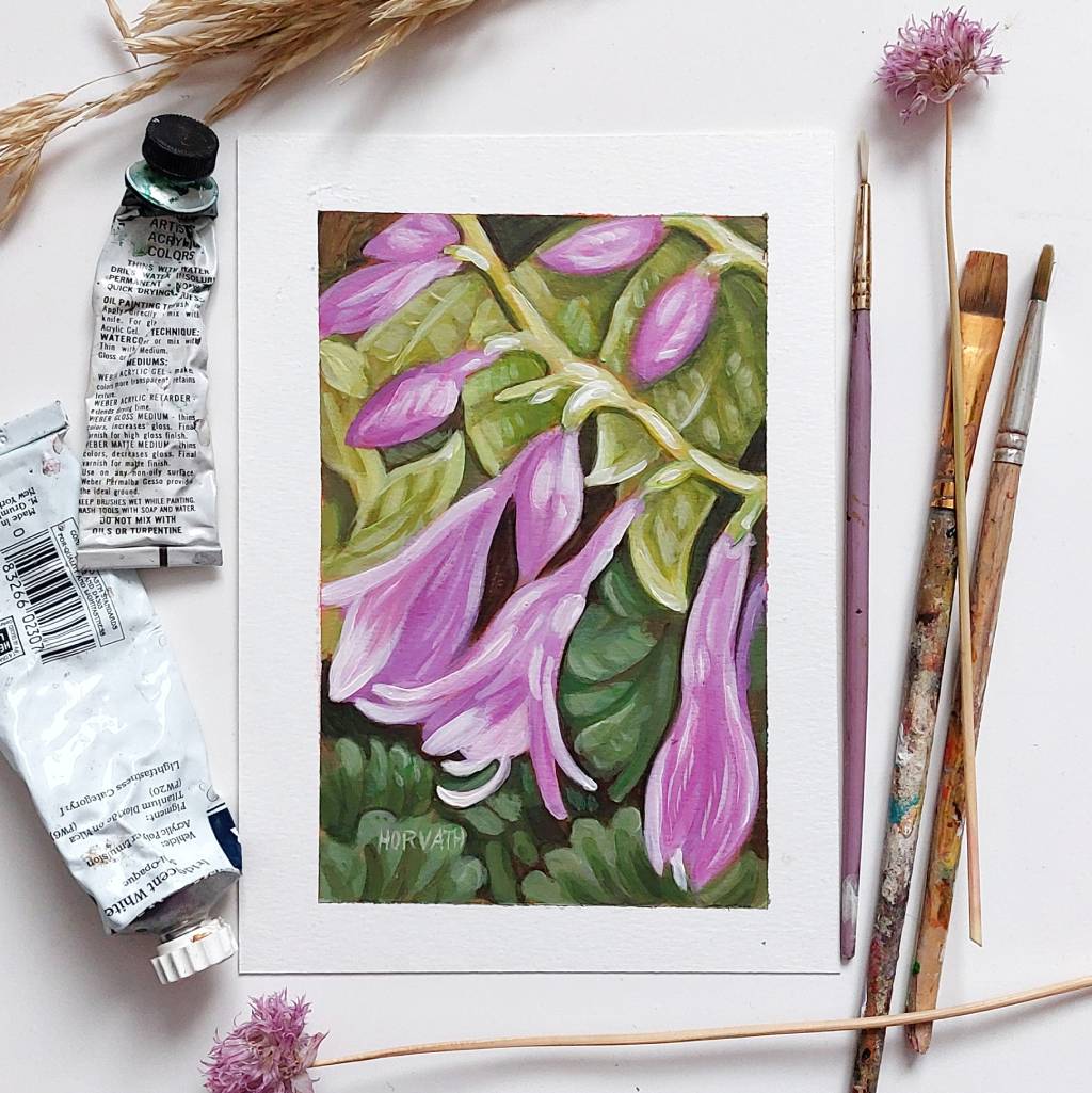 DAY 7 - Hosta Blooms Original Painting a Day