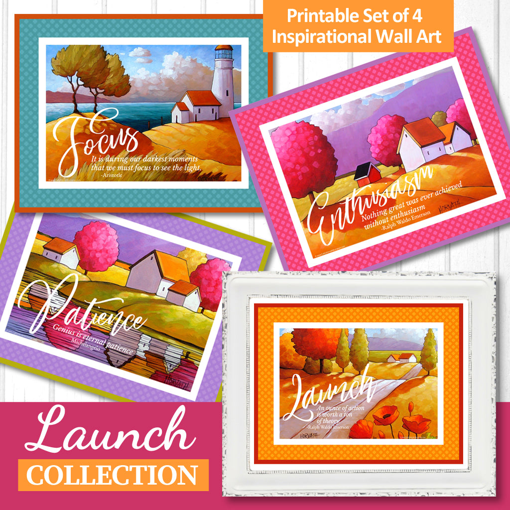 Launch Set of 4 Collection Inspirational Quote Wall Art Printable Download by Cathy Horvath Buchanan