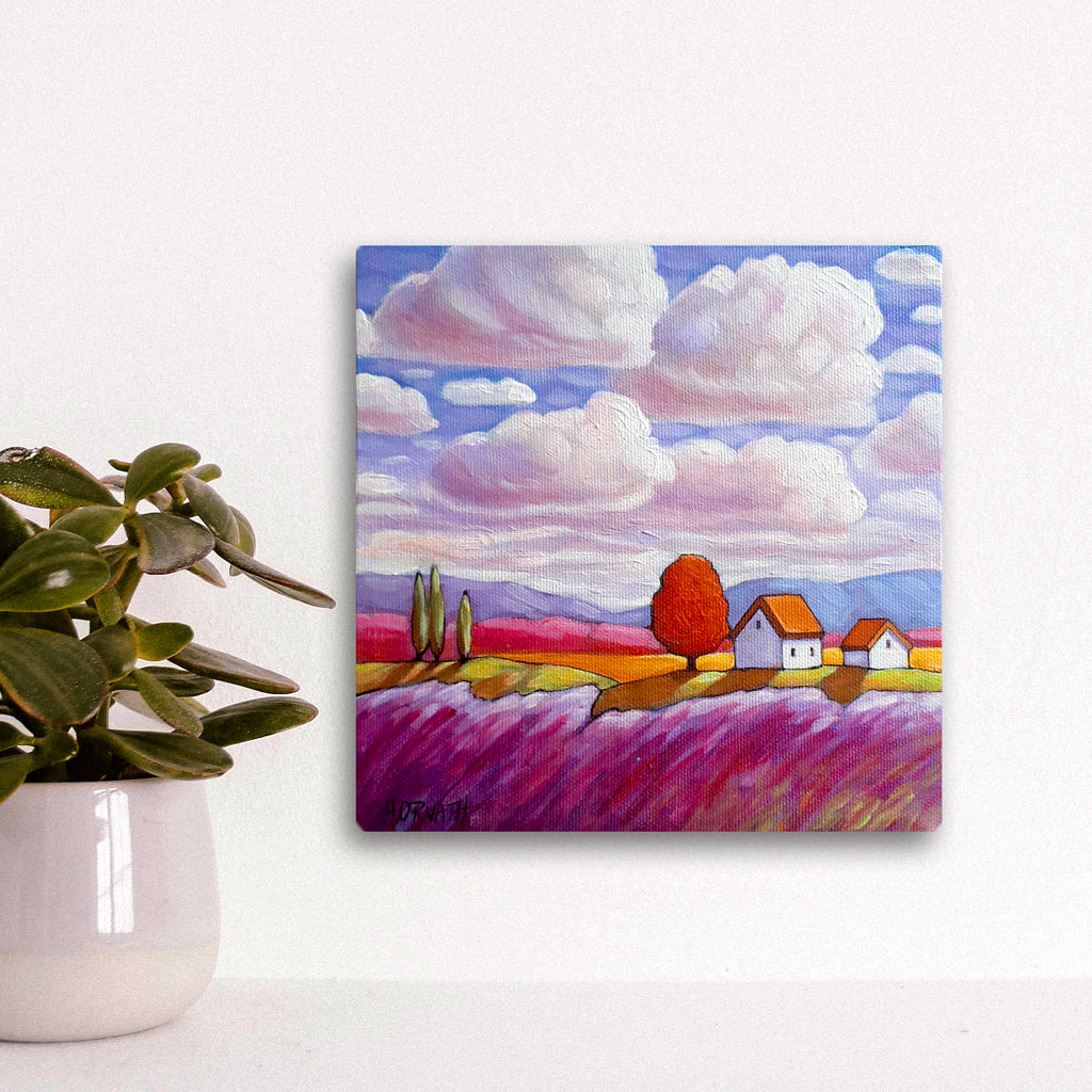 Lavender Under Clouds - Original Painting setting
