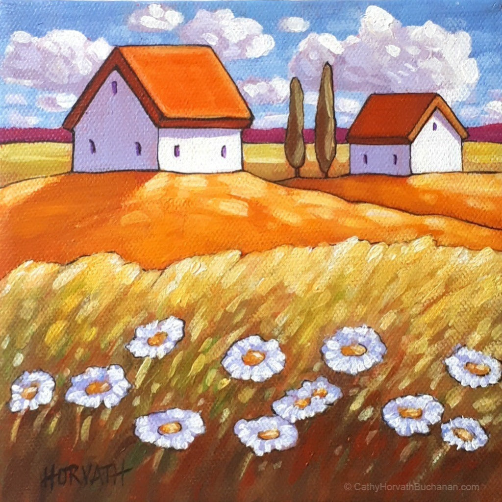 Little Daisy Field - Original Painting by artist cathy horvath buchanan