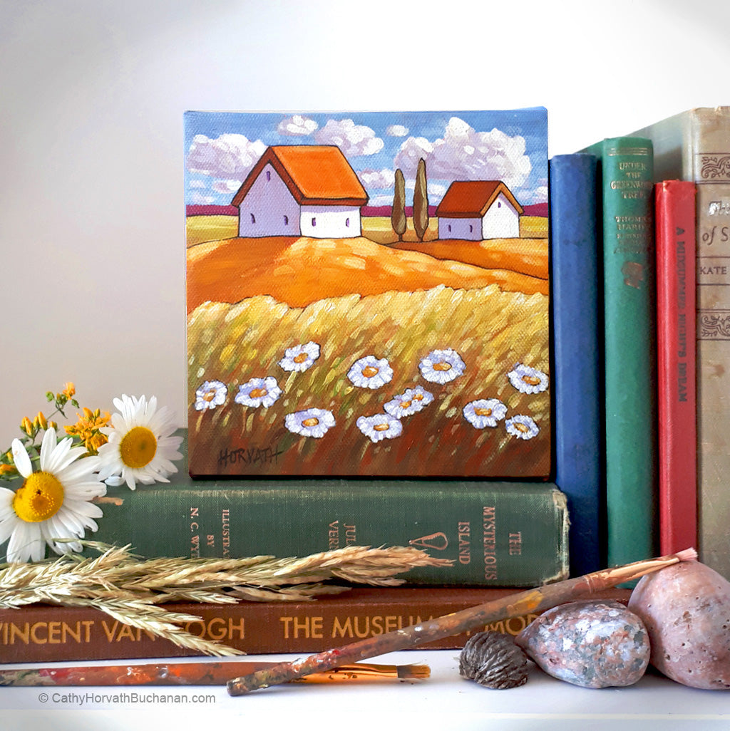 Little Daisy Field - Original Painting by artist cathy horvath buchanan