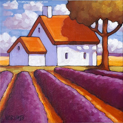Little Lavender Rows - Original Painting art by cathy horvath buchanan