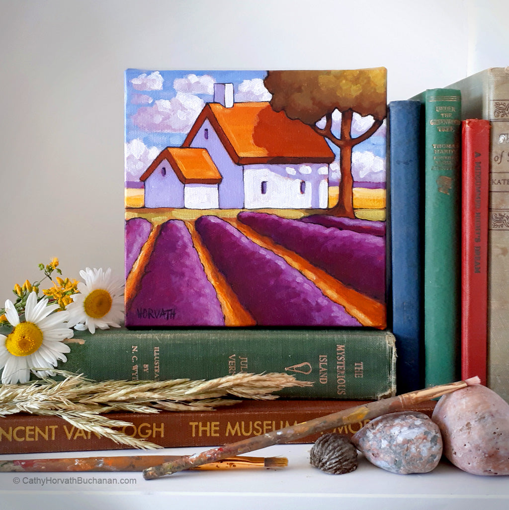 Little Lavender Rows - Original Painting art by cathy horvath buchanan