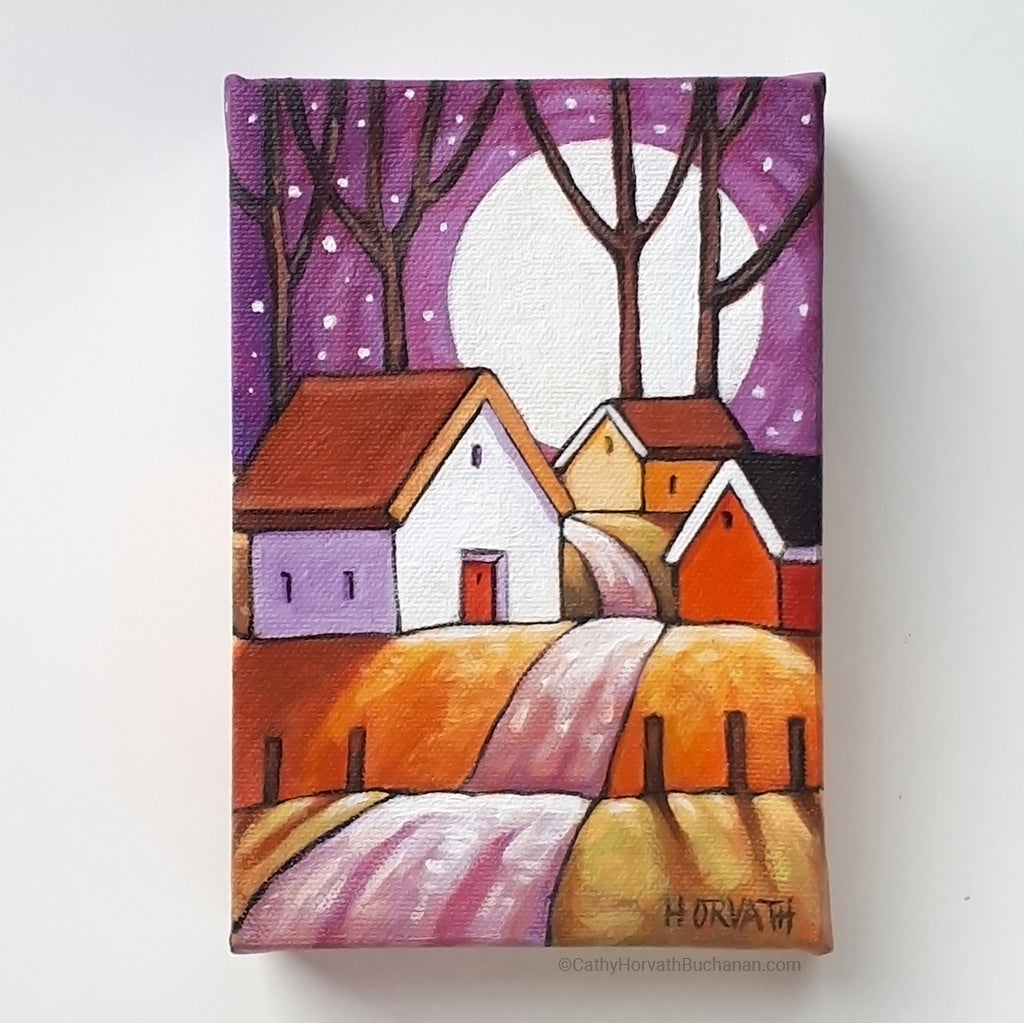 Little Purple Road Moonrise- Original Painting
