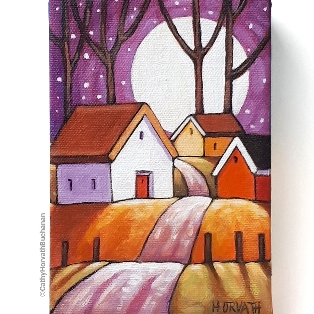 Little Purple Road Moonrise - Original Painting