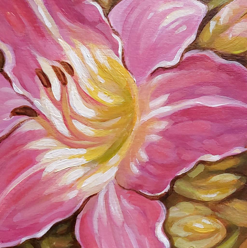 DAY 21 - Mauve Lilies Original Painting a Day