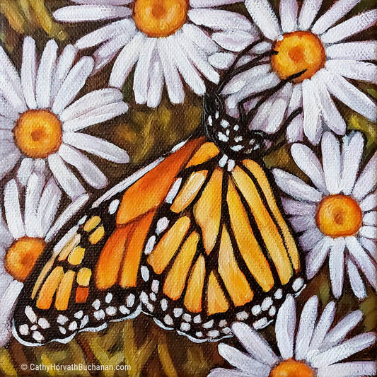 Monarch Wild Daisies - Original Painting by artist Cathy Horvath Buchanan
