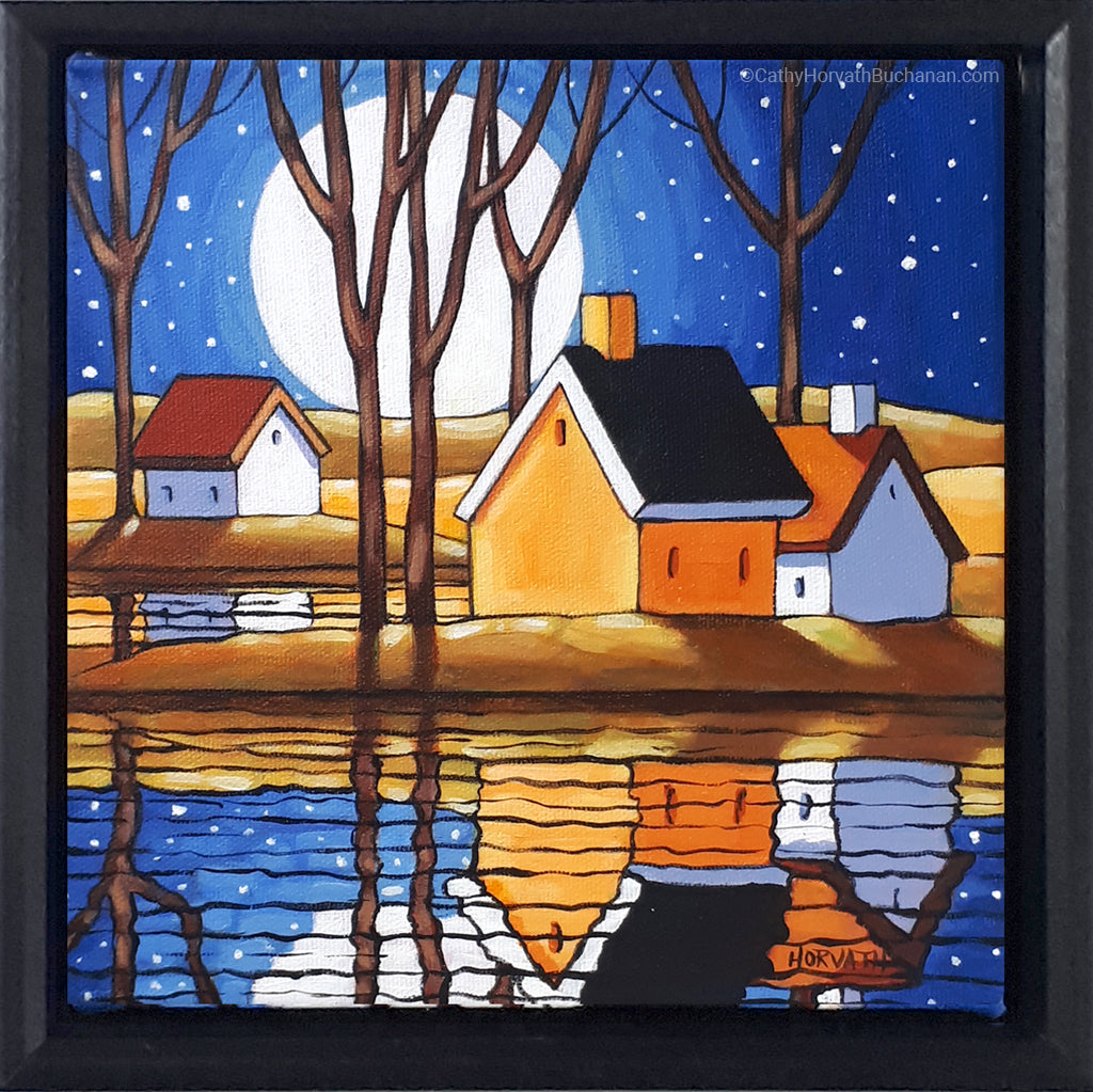 Moonrise Reflection - Framed Original Painting